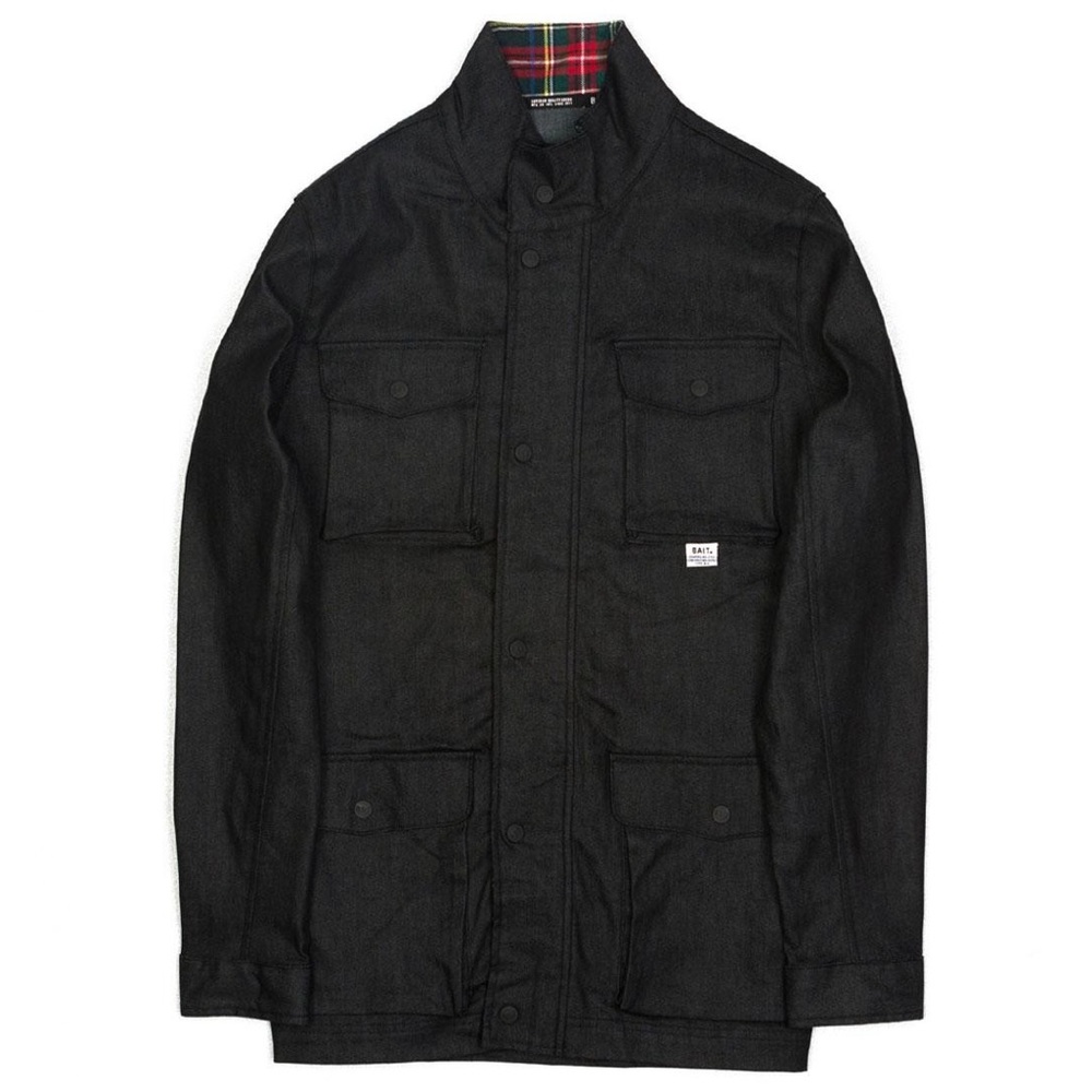 BAIT Mens Denim Plaid Chore Jacket